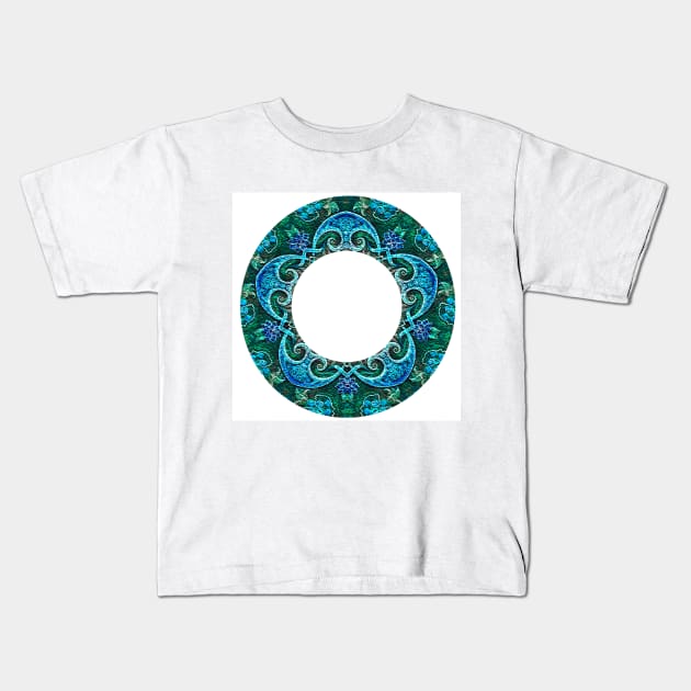 blue ring mandala Kids T-Shirt by TrueMagic